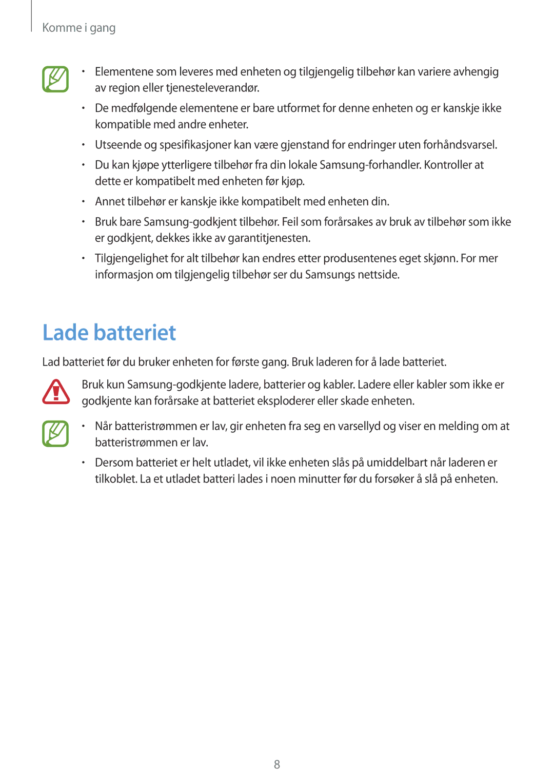 Samsung GT-P8510MSANEE, GT-P8510MSENEE manual Lade batteriet 