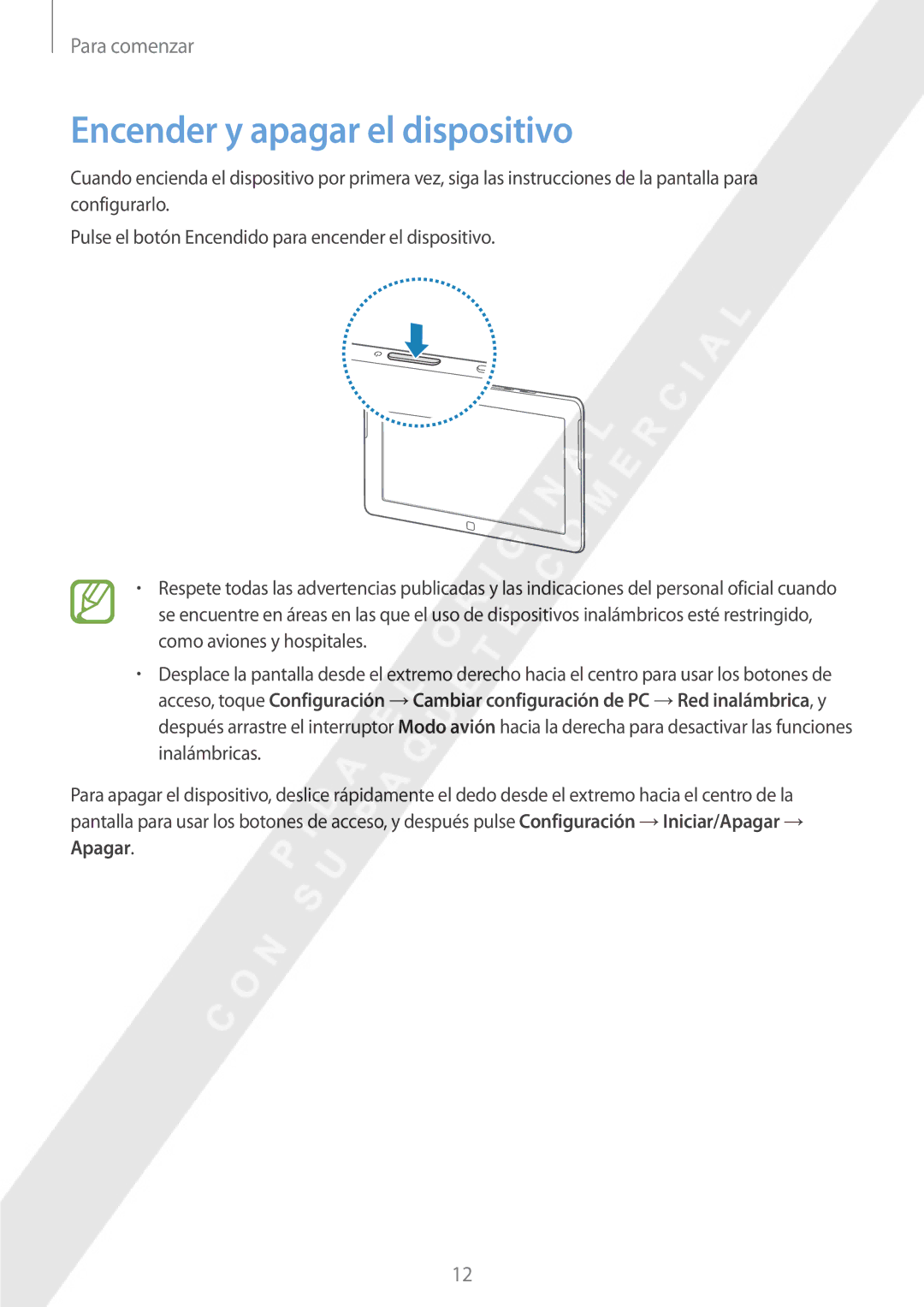 Samsung GT-P8510MSAPHE manual Encender y apagar el dispositivo 