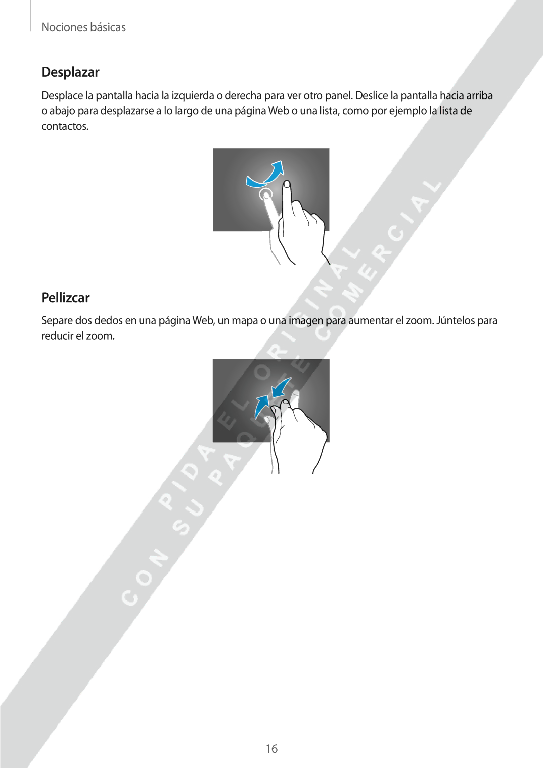 Samsung GT-P8510MSAPHE manual Desplazar, Pellizcar 