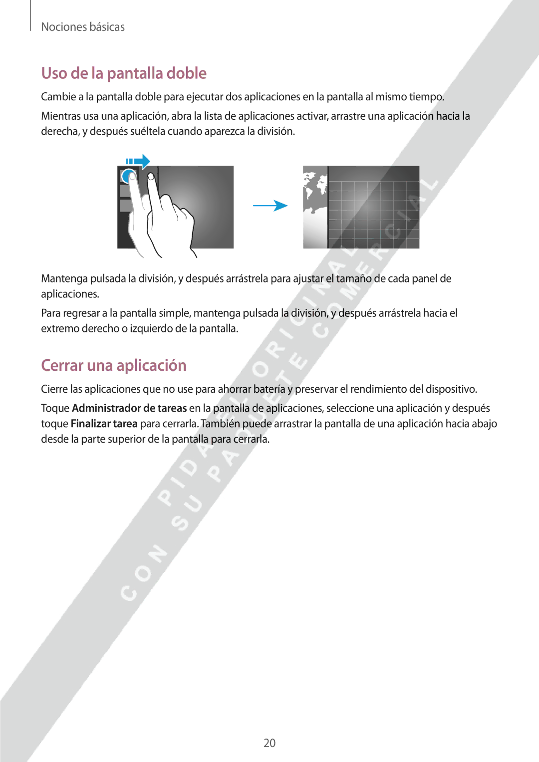 Samsung GT-P8510MSAPHE manual Uso de la pantalla doble, Cerrar una aplicación 