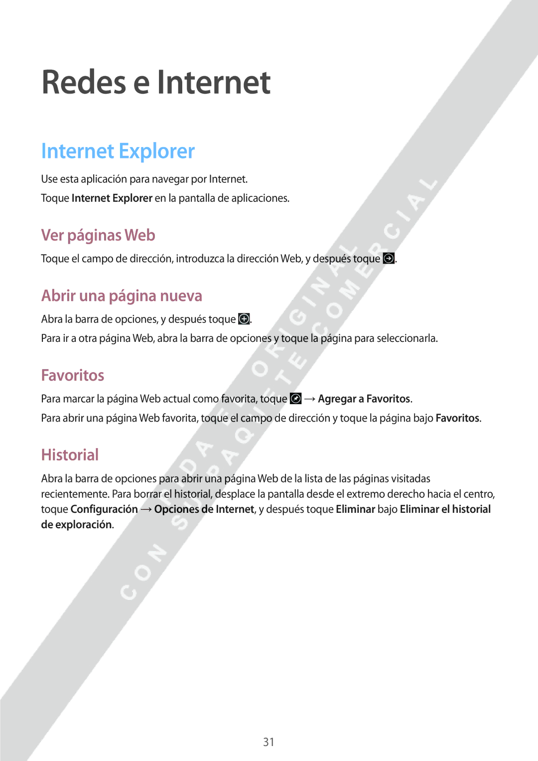 Samsung GT-P8510MSAPHE manual Redes e Internet, Internet Explorer 