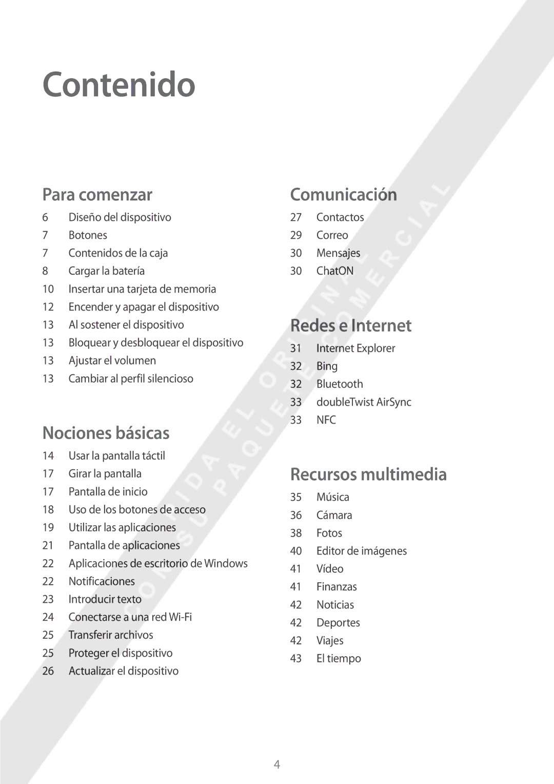 Samsung GT-P8510MSAPHE manual Contenido, Para comenzar 