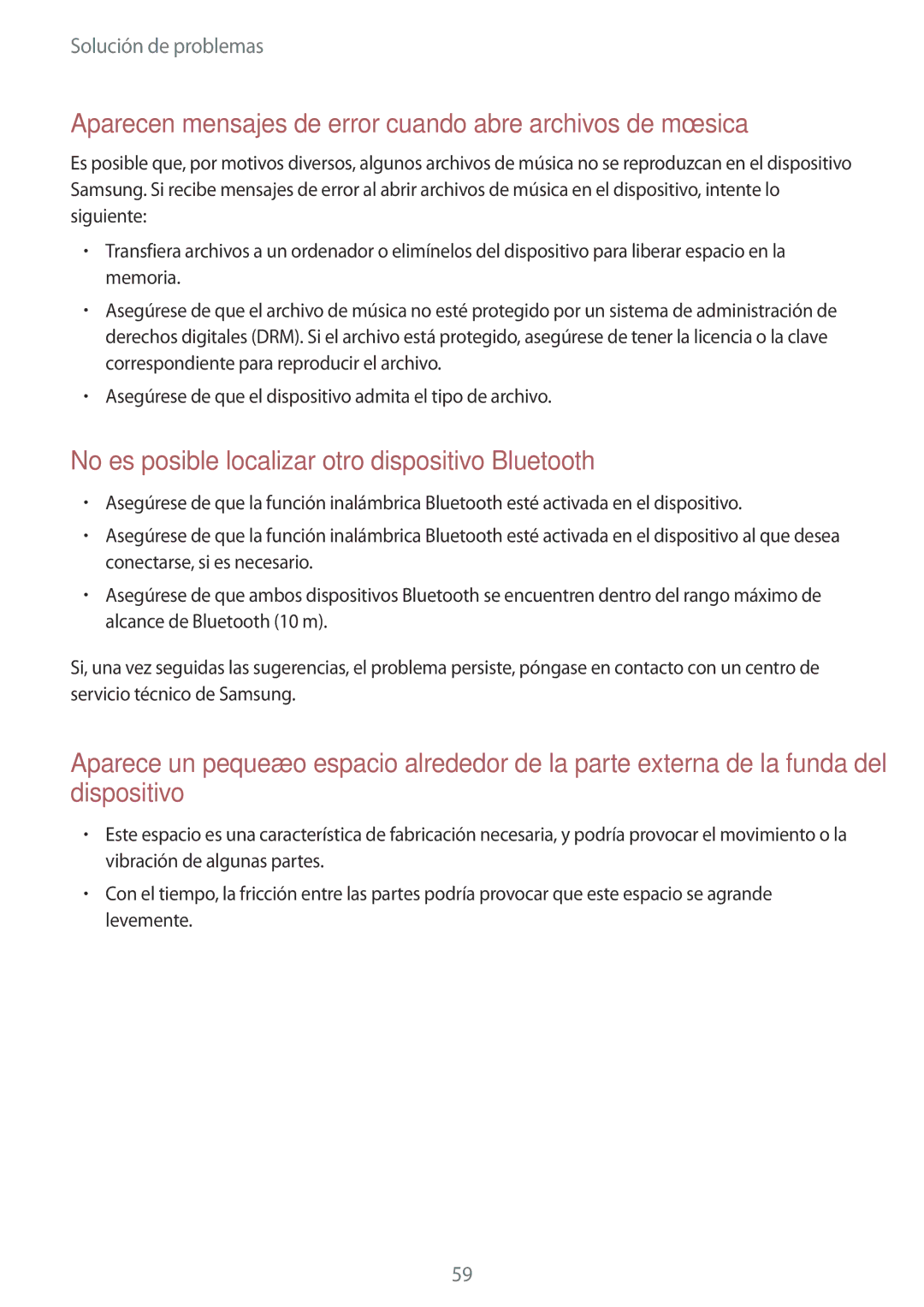 Samsung GT-P8510MSAPHE manual Aparecen mensajes de error cuando abre archivos de música 