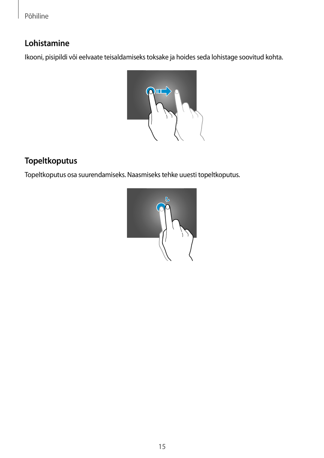 Samsung GT-P8510MSASEB manual Lohistamine, Topeltkoputus 