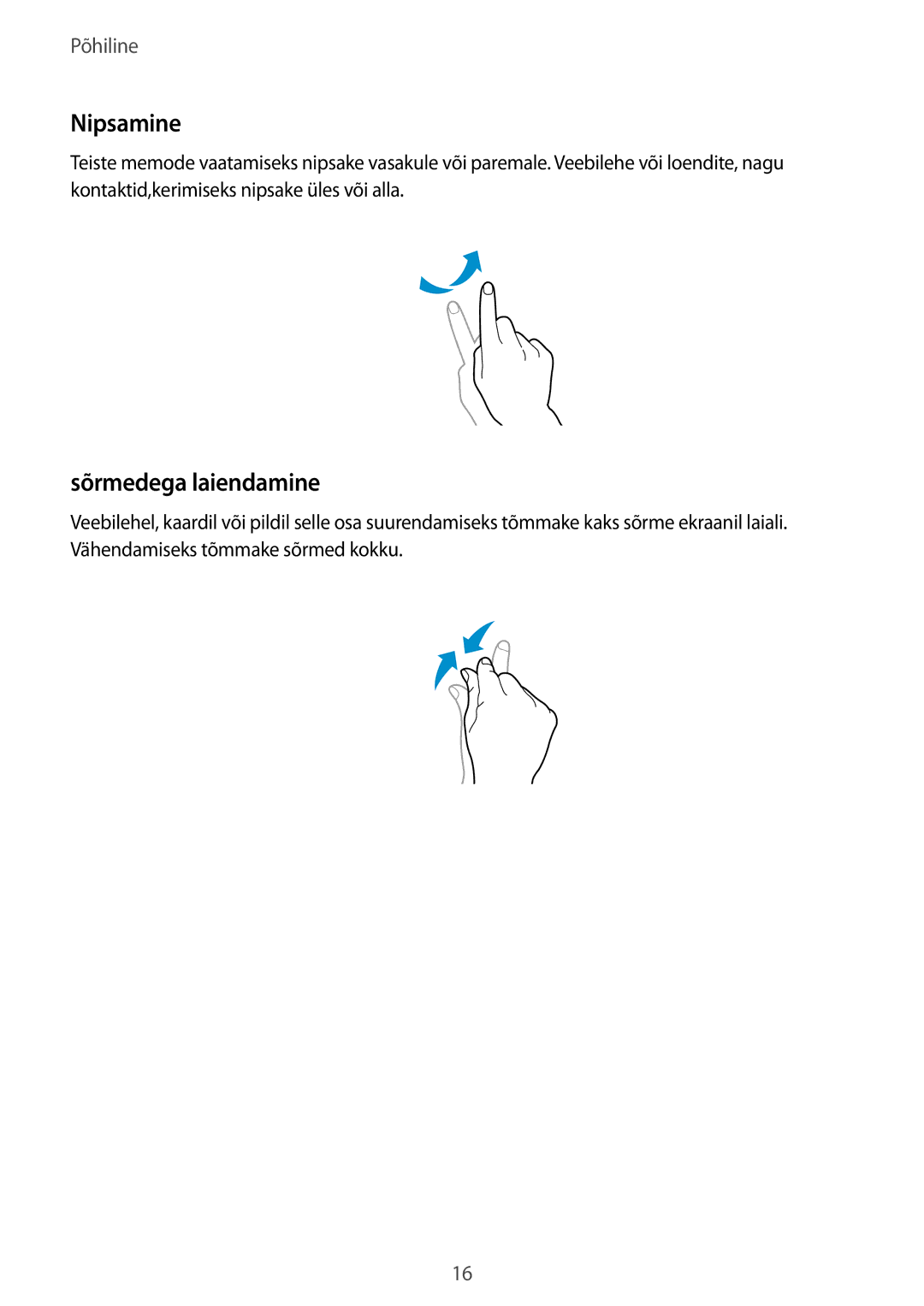 Samsung GT-P8510MSASEB manual Nipsamine, Sõrmedega laiendamine 