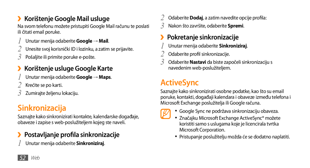 Samsung GT-S3370HSAVIP, GT-S3370CWATWO, GT-S3370HSATWO, GT-S3370HSATRA, GT-S3370CWACRG manual Sinkronizacija, ActiveSync 