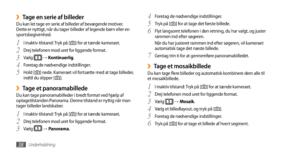 Samsung GT-S3370DIEXEE ››Tage en serie af billeder, ››Tage et panoramabillede, ››Tage et mosaikbillede, → Kontinuerlig 