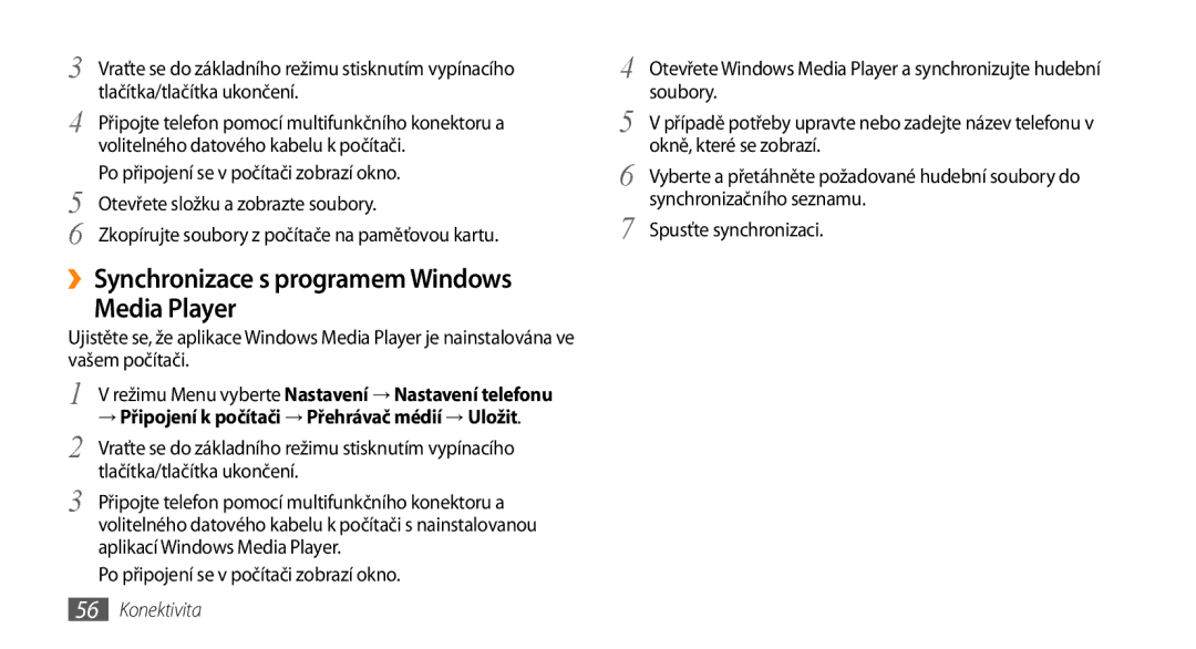 Samsung GT-S3370HSAO2C manual ››Synchronizace s programem Windows Media Player, Tlačítka/tlačítka ukončení 