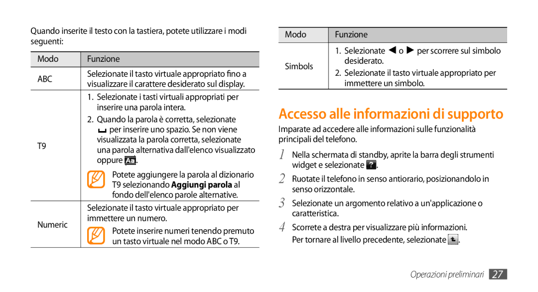 Samsung GT-S3370DIAWIN Inserire una parola intera, Oppure, Numeric Immettere un numero, Modo Funzione, Simbols Desiderato 