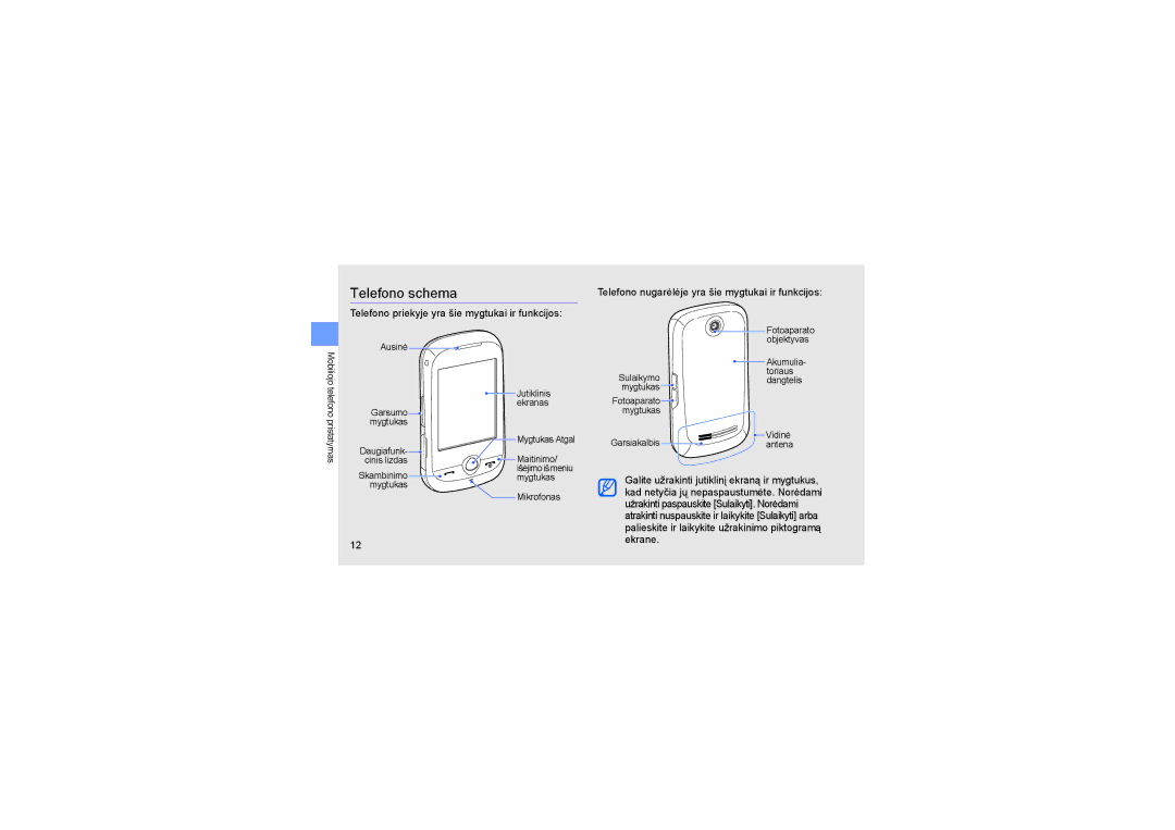 Samsung GT-S3650FOASEB, GT-S3650TIASEB, GT-S3650CWASEB manual Telefono schema 