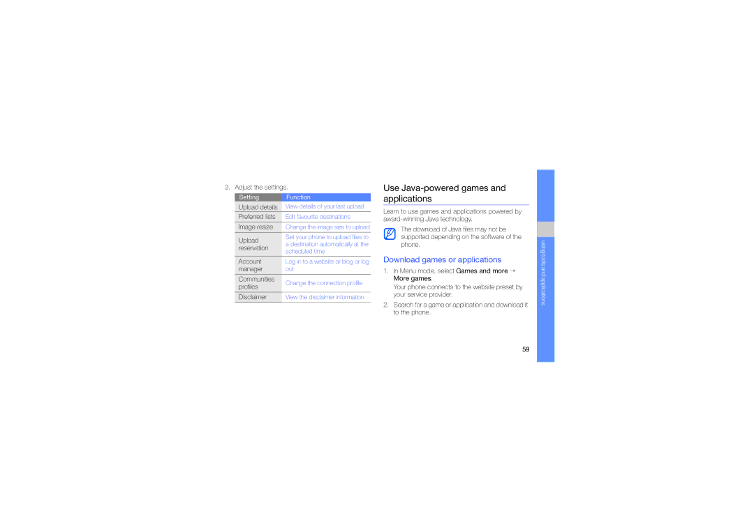 Samsung GT-S3653CYWXSG, GT-S3653CWWMID manual Use Java-powered games and applications, Download games or applications 