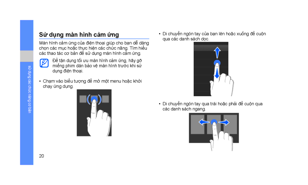 Samsung GT-S3653HBAXEV, GT-S3653KKAXXV, GT-S3653CWAXEV, GT-S3653CWWXXV, GT-S3653TIAXXV manual Sư dung man hinh cam ưng 