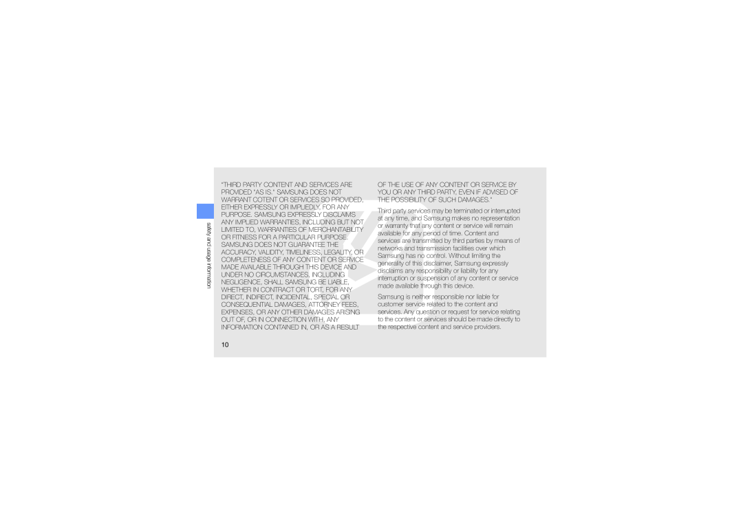 Samsung GT-S5230DIWSKZ, GT-S5230LKWDBT, GT-S5230MSWDBT, GT-S5230OWWDBT, GT-S5230DIWDBT manual Safety and usage information 