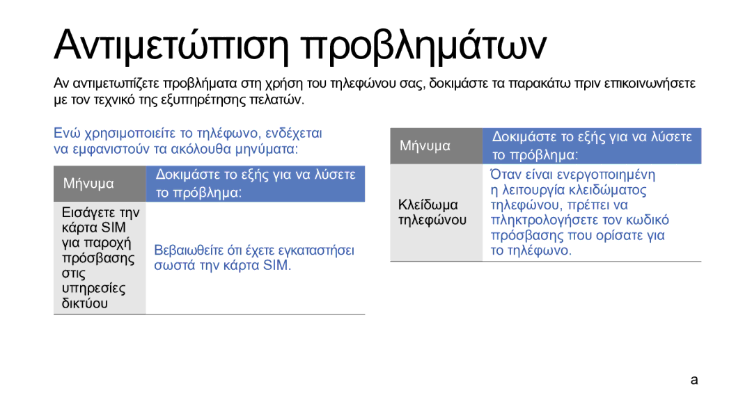 Samsung GT-S5230LKWCYO manual Εισάγετε την Κάρτα SIM Για παροχή, Πρόσβασης, Στις, Υπηρεσίες Δικτύου, Κλείδωμα Τηλεφώνου 