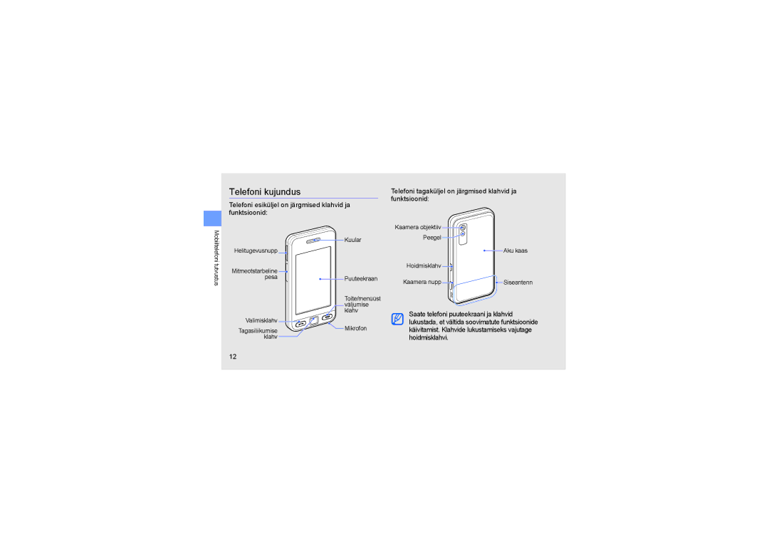 Samsung GT-S5230OWWSEB, GT-S5230LKWSEB manual Telefoni kujundus 