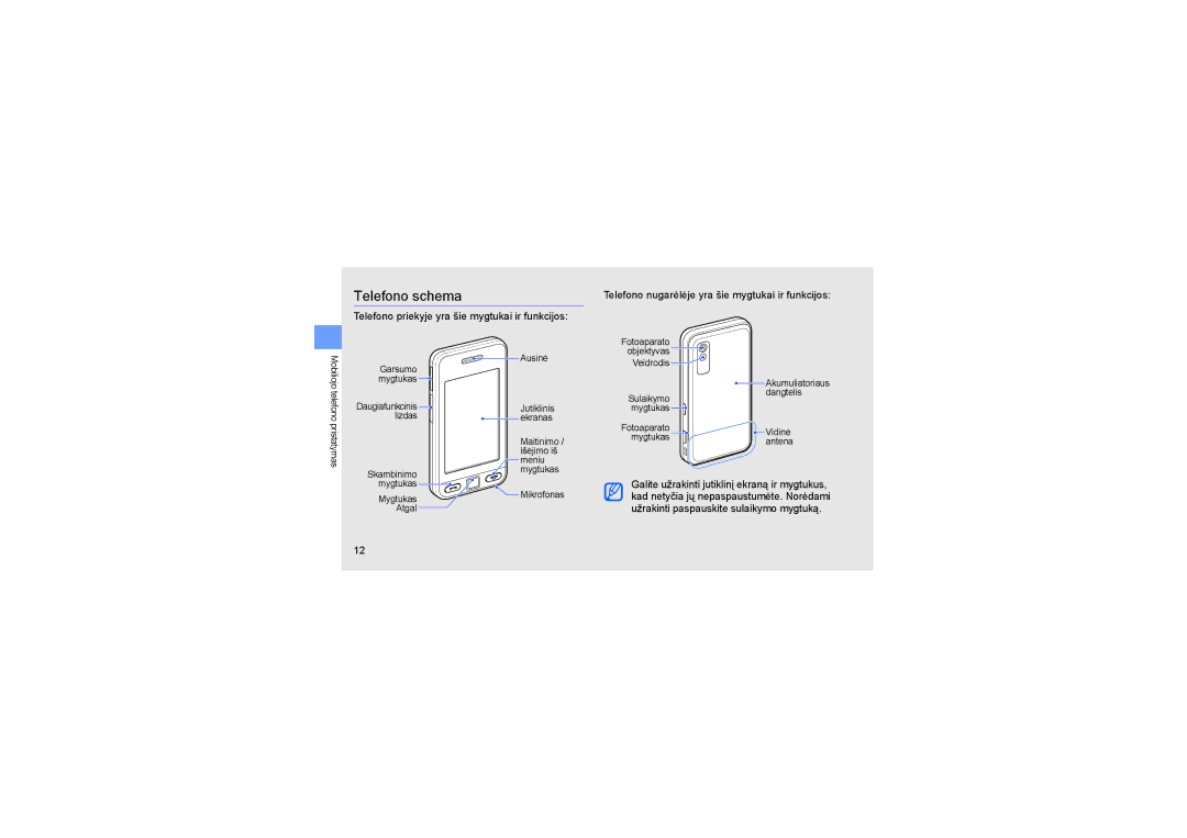 Samsung GT-S5230OWWSEB, GT-S5230LKWSEB manual Telefono schema 