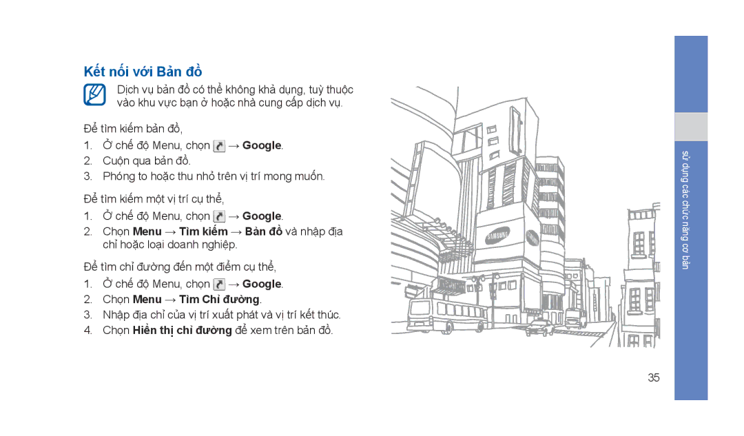 Samsung GT-S5233DIWXEV, GT-S5233MSWXEV, GT-S5233DIWXXV, GT-S5233ZRTXEV manual Kết nối với Bản đồ, Chọn Menu → Tìm Chỉ đường 