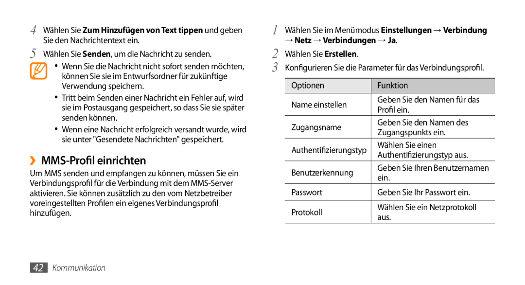 Samsung GT-S5250HKAEPL, GT-S5250HKADBT manual ››MMS-Profil einrichten 