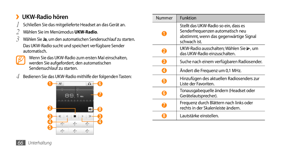 Samsung GT-S5250HKAEPL, GT-S5250HKADBT manual ››UKW-Radio hören, Automatisch, Werden Sie aufgefordert, den automatischen 