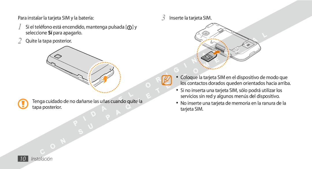 Samsung GT-S5250HKAFOP manual Instalación 