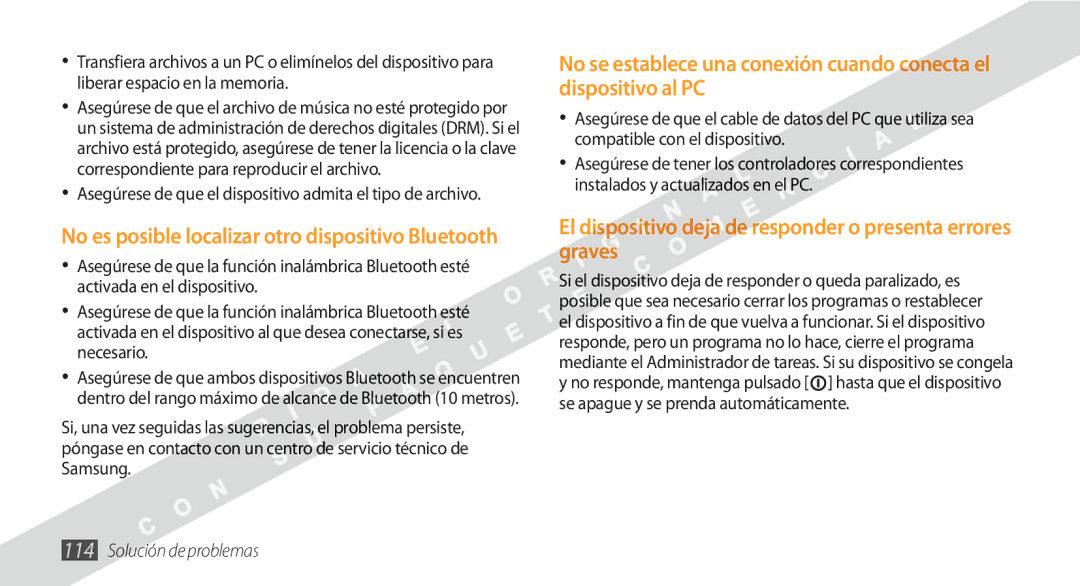 Samsung GT-S5250HKAFOP manual El dispositivo deja de responder o presenta errores graves 