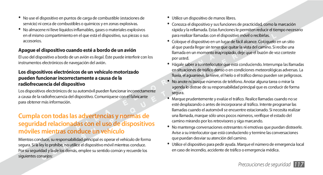 Samsung GT-S5250HKAFOP manual Apague el dispositivo cuando esté a bordo de un avión 