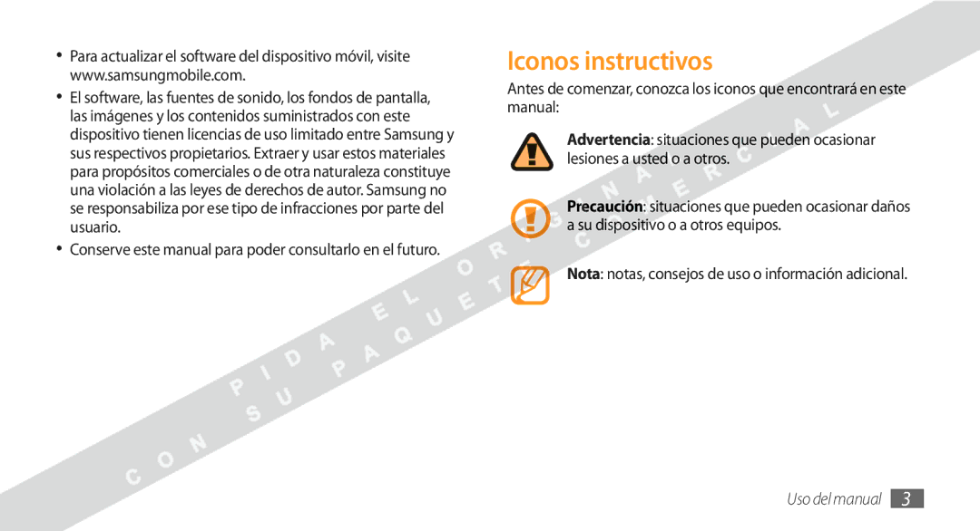 Samsung GT-S5250HKAFOP manual Iconos instructivos 