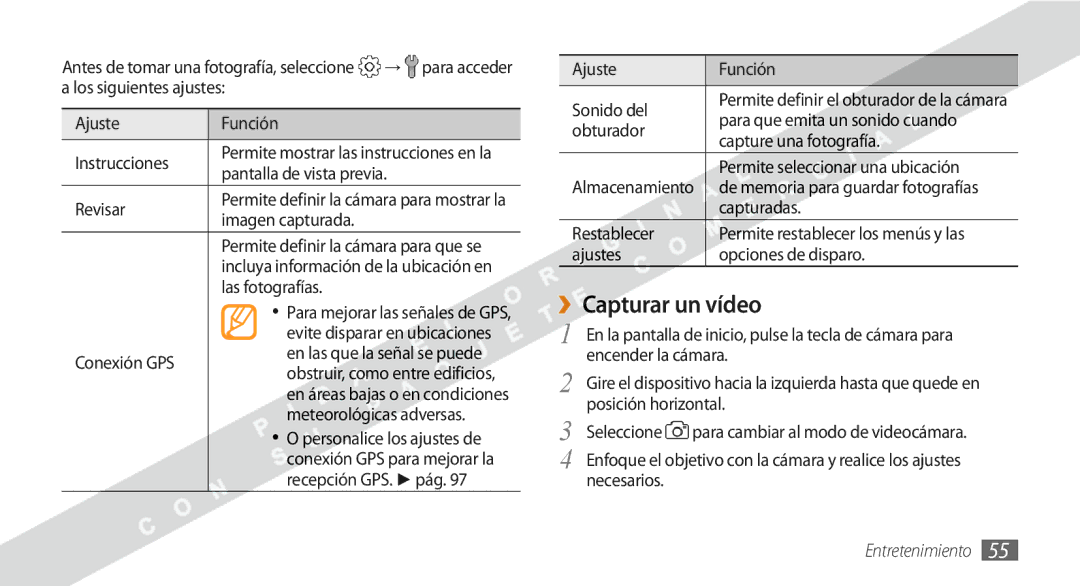 Samsung GT-S5250HKAFOP manual ››Capturar un vídeo 