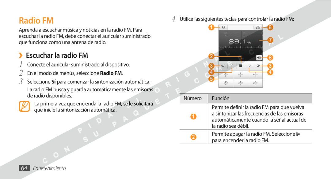 Samsung GT-S5250HKAFOP manual Radio FM, ››Escuchar la radio FM 