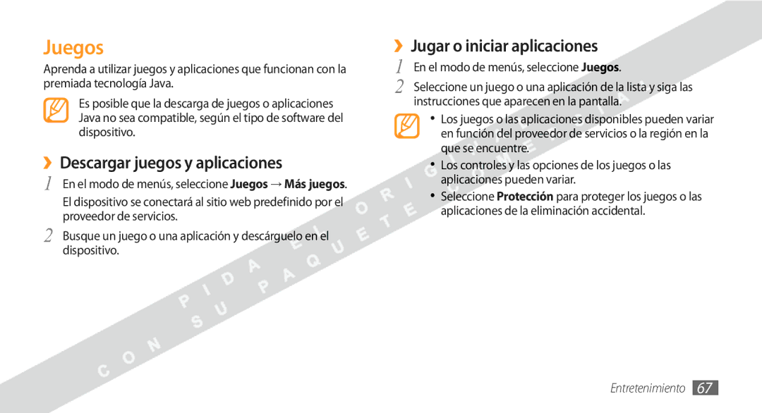 Samsung GT-S5250HKAFOP manual Juegos, ››Descargar juegos y aplicaciones, ››Jugar o iniciar aplicaciones 