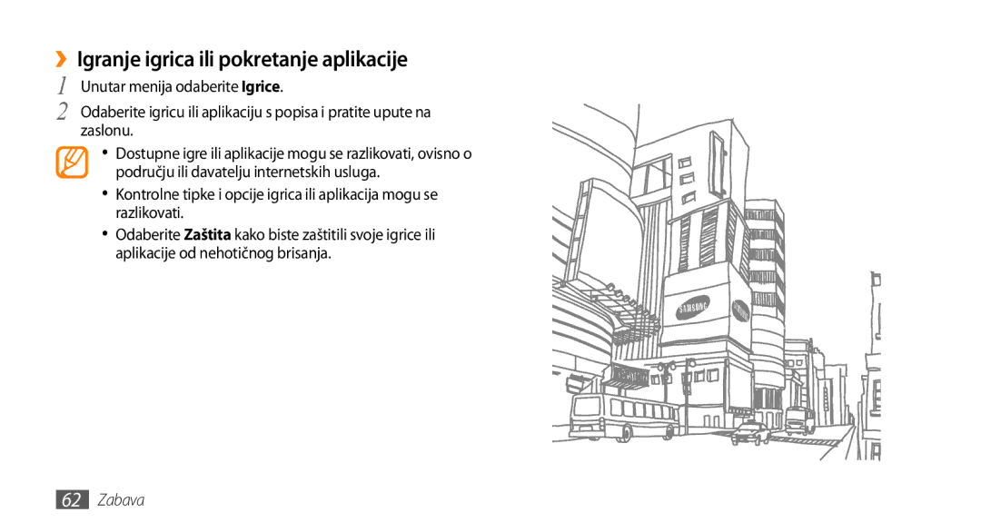 Samsung GT-S5250HKATWO, GT-S5250TIATRA, GT-S5250PWATRA, GT-S5250HKATRA manual ››Igranje igrica ili pokretanje aplikacije 