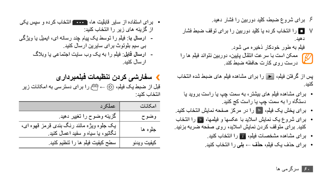 Samsung GT-S5253HKAMMC, GT-S5253HKAECT, GT-S5253HKAEGY, GT-S5253HKAJED, GT-S5253HKATMC manual یرادربملیف تامیظنت ندرک یشرافس›› 