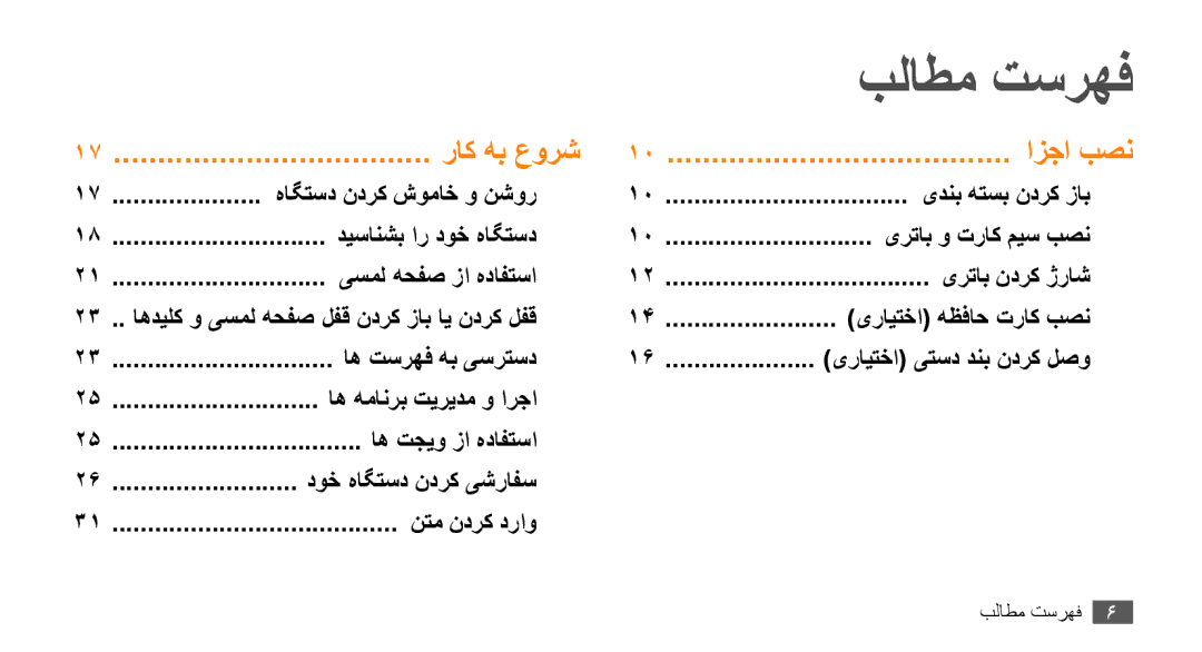 Samsung GT-S5253HKAAFR, GT-S5253HKAECT, GT-S5253HKAEGY manual بلاطم تسرهف, هاگتسد ندرک شوماخ و نشور, یدنب هتسب ندرک زاب 