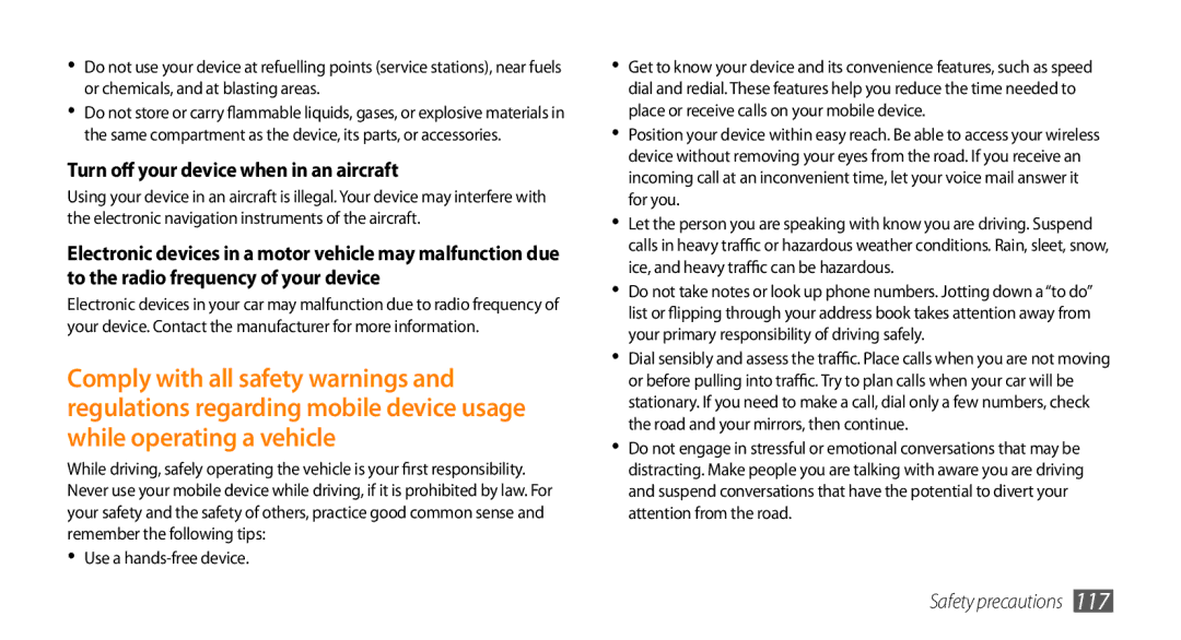 Samsung GT-S5253HKAXSG, GT-S5253HKAECT, GT-S5253HKAEGY, GT-S5253HKAJED manual Turn off your device when in an aircraft 