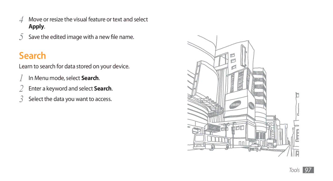 Samsung GT-S5253HKAJED, GT-S5253HKAECT, GT-S5253HKAEGY manual Search, Learn to search for data stored on your device 