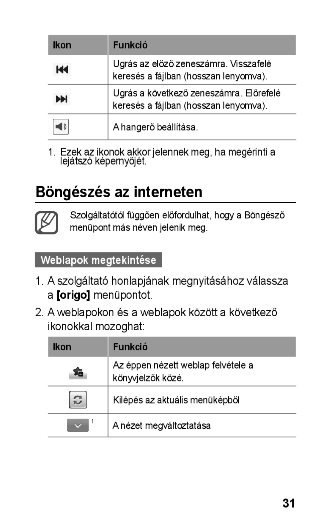 Samsung GT-S5260OKATMH, GT-S5260OKAATO, GT-S5260OKAVDR, GT-S5260OKACIT manual Böngészés az interneten, Weblapok megtekintése 