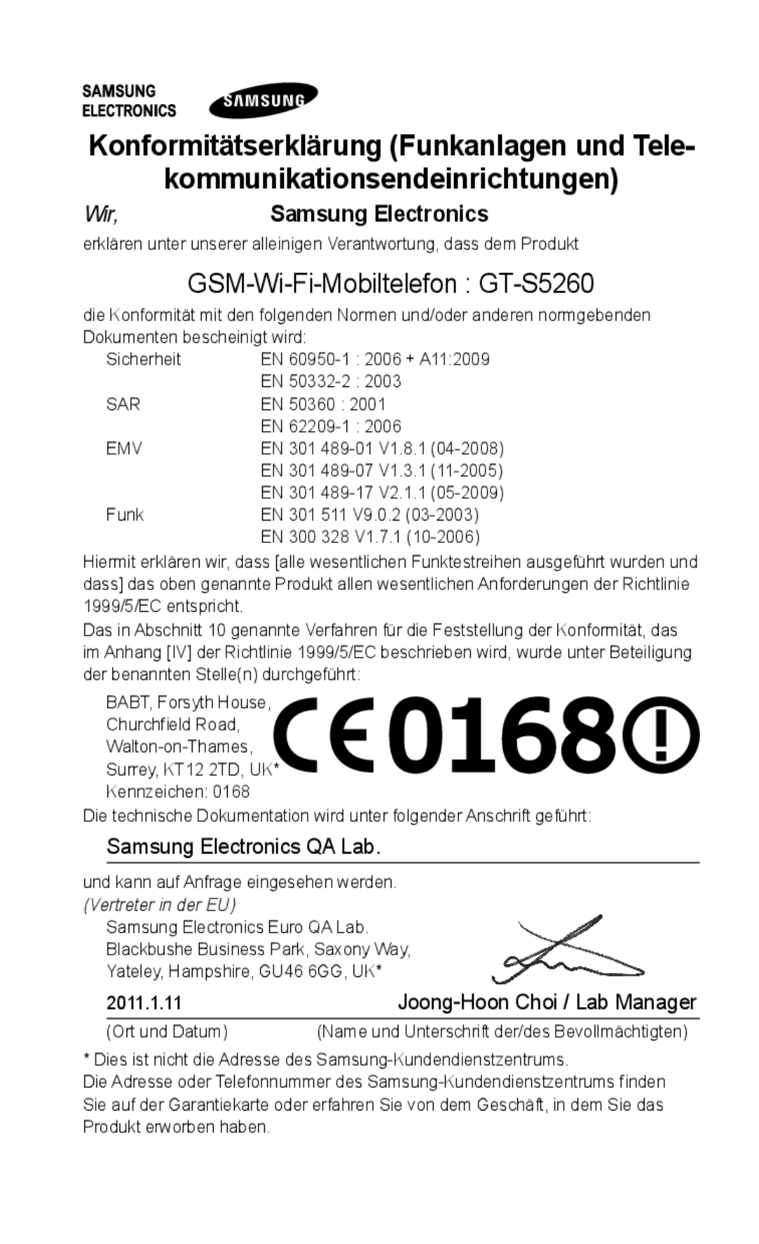 Samsung GT-S5260RWADBT, GT-S5260OKAATO, GT-S5260RWAEPL, GT-S5260OKAVDR, GT-S5260OKAEPL GSM-Wi-Fi-Mobiltelefon GT-S5260, Emv 