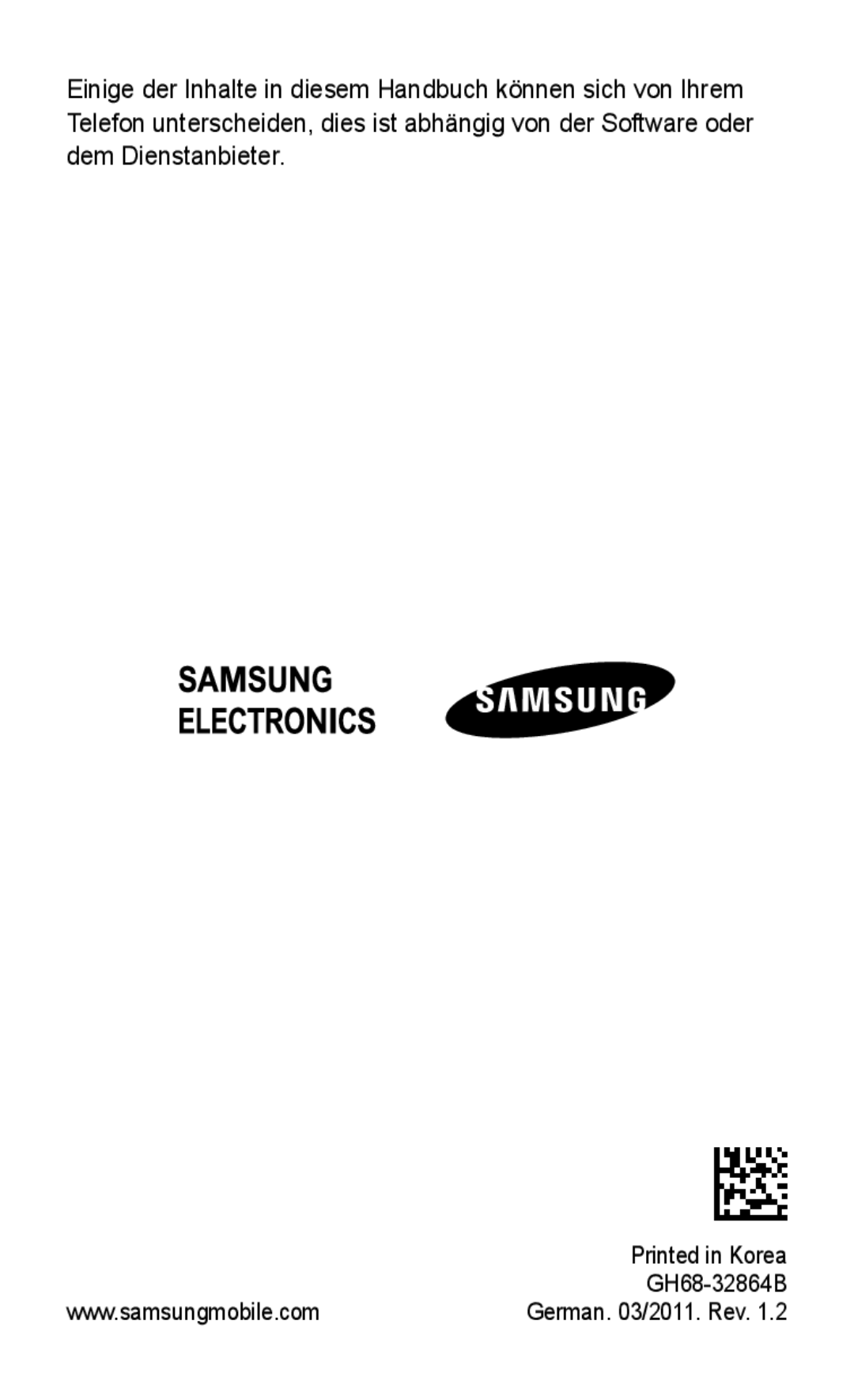 Samsung GT-S5260OKAVID, GT-S5260OKAATO, GT-S5260RWAEPL, GT-S5260OKAVDR, GT-S5260OKAEPL, GT-S5260OKACIT manual German /2011. Rev 