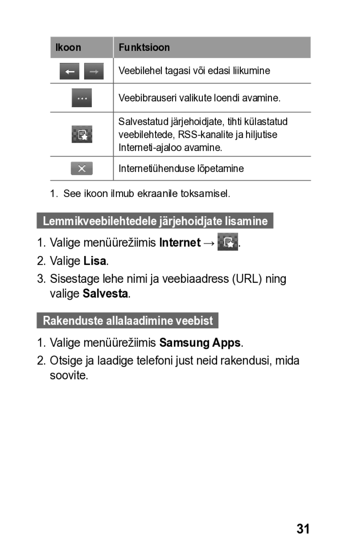 Samsung GT-S5260OKASEB, GT-S5260RWASEB manual Rakenduste allalaadimine veebist 