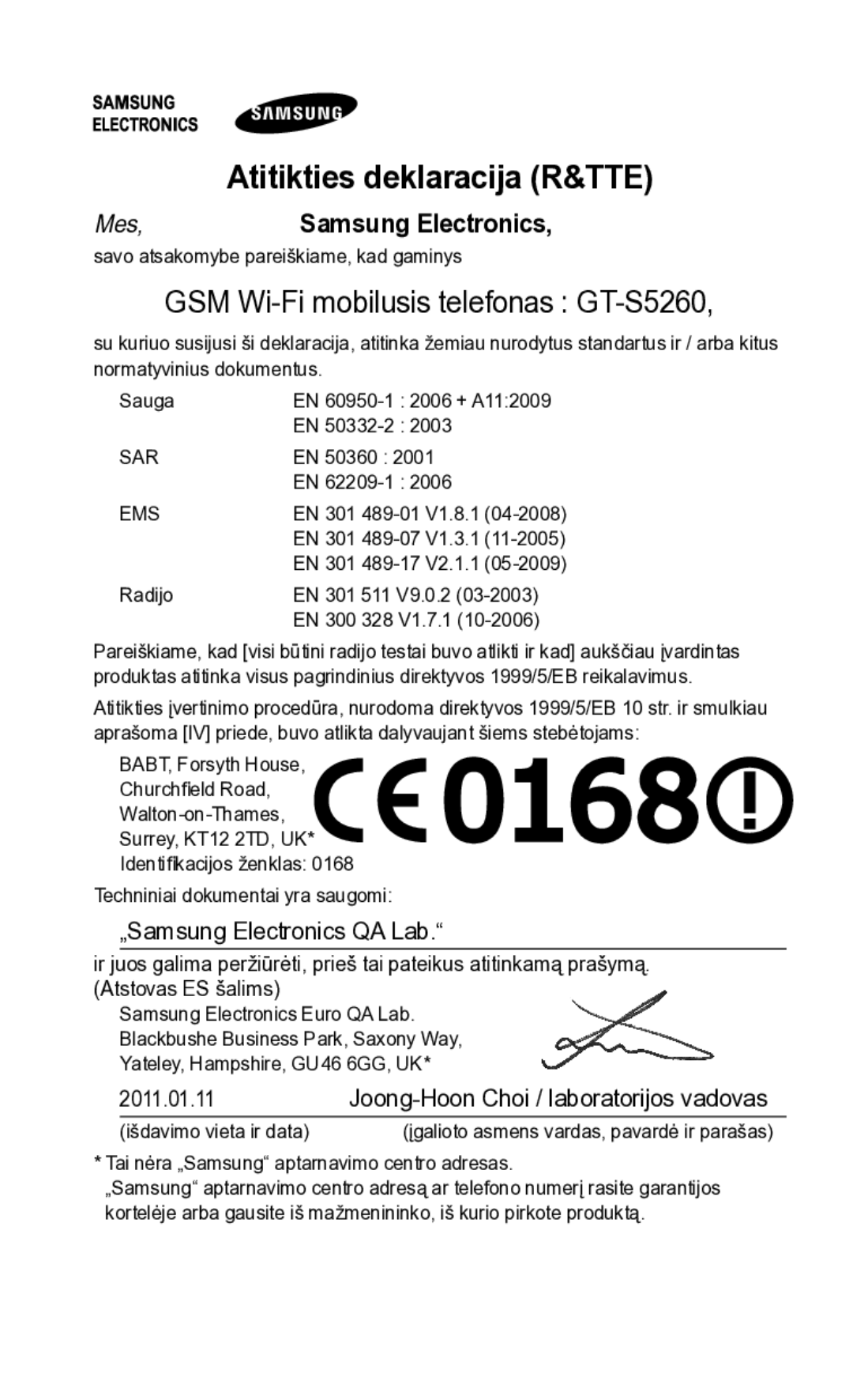 Samsung GT-S5260OKASEB, GT-S5260RWASEB manual GSM Wi-Fi mobilusis telefonas GT-S5260 