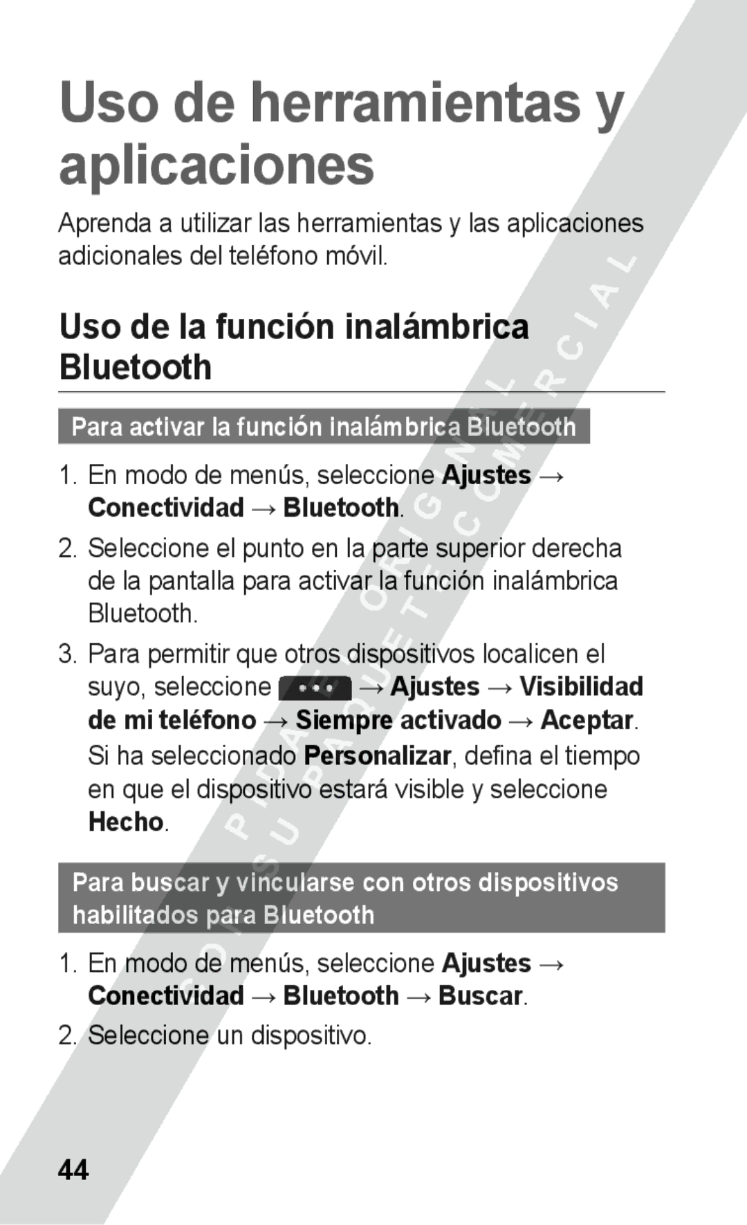 Samsung GT-S5260OKAFOP, GT-S5260RWAXEC, GT-S5260RWAATL Uso de la función inalámbrica Bluetooth, Seleccione un dispositivo 