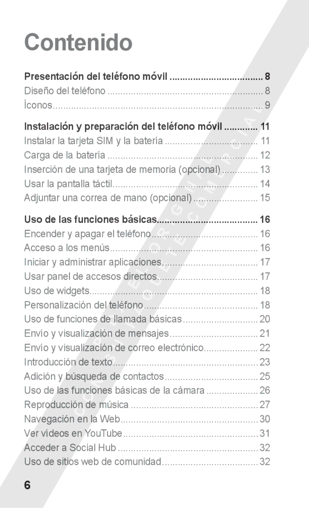 Samsung GT-S5260OKAAMN, GT-S5260RWAXEC, GT-S5260RWAATL, GT-S5260RWAAMN, GT-S5260RWAYOG, GT-S5260OKAYOG manual Contenido 