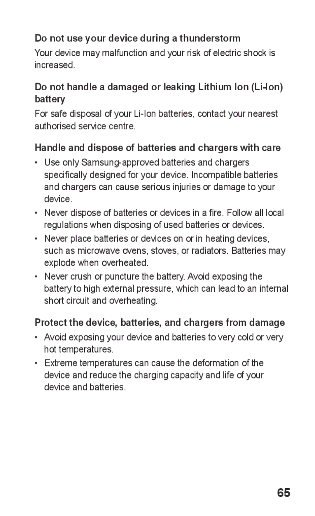 Samsung GT-S5260OKPFTM, GT-S5260RWPDBT, GT-S5260OKPDBT, GT-S5260RWPXEF manual Do not use your device during a thunderstorm 