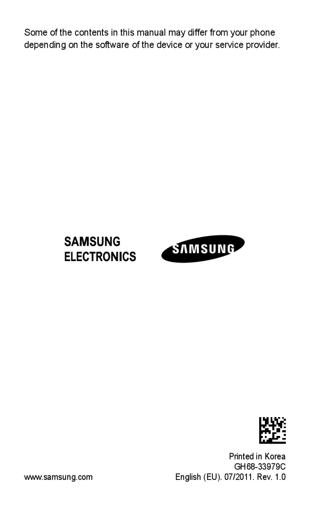 Samsung GT-S5260OKPDBT, GT-S5260RWPDBT, GT-S5260RWPXEF, GT-S5260RWPFTM, GT-S5260OKPXEF, GT-S5260OKPFTM manual GH68-33979C 