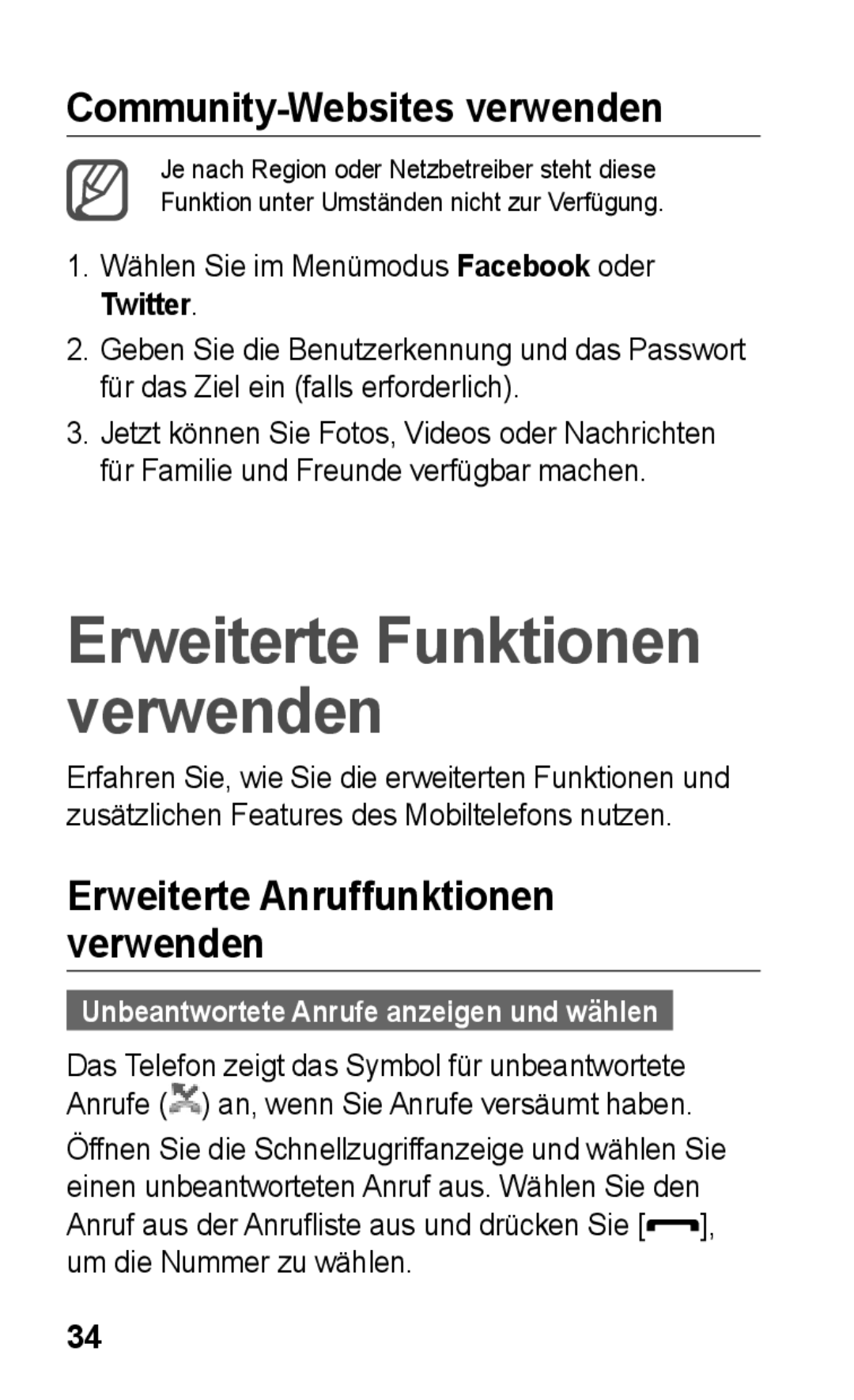 Samsung GT-S5260RWPDBT, GT-S5260OKPDBT manual Erweiterte Funktionen verwenden, Community-Websites verwenden 