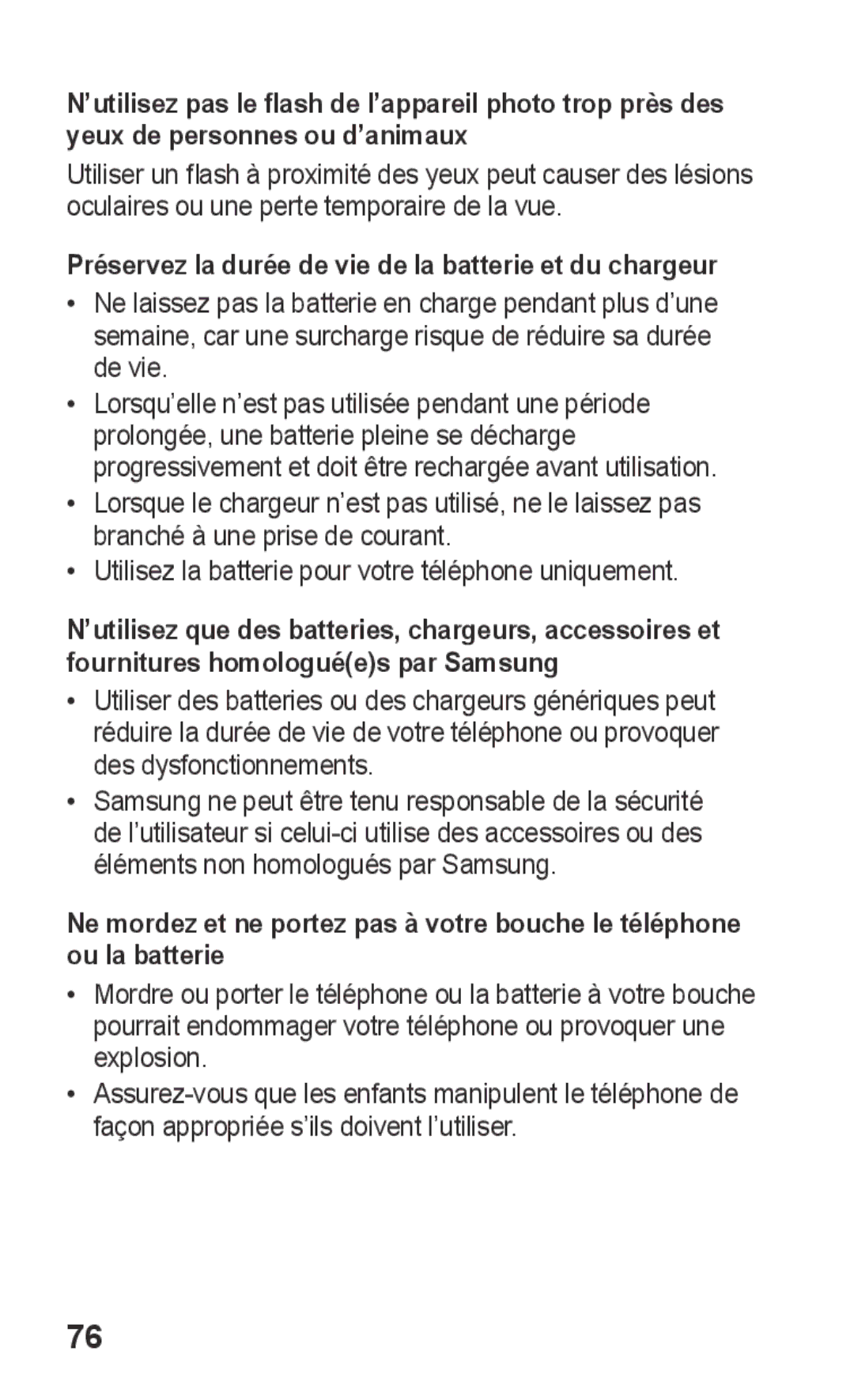 Samsung GT-S5260RWPXEF, GT-S5260RWPFTM, GT-S5260OKPXEF manual Préservez la durée de vie de la batterie et du chargeur 