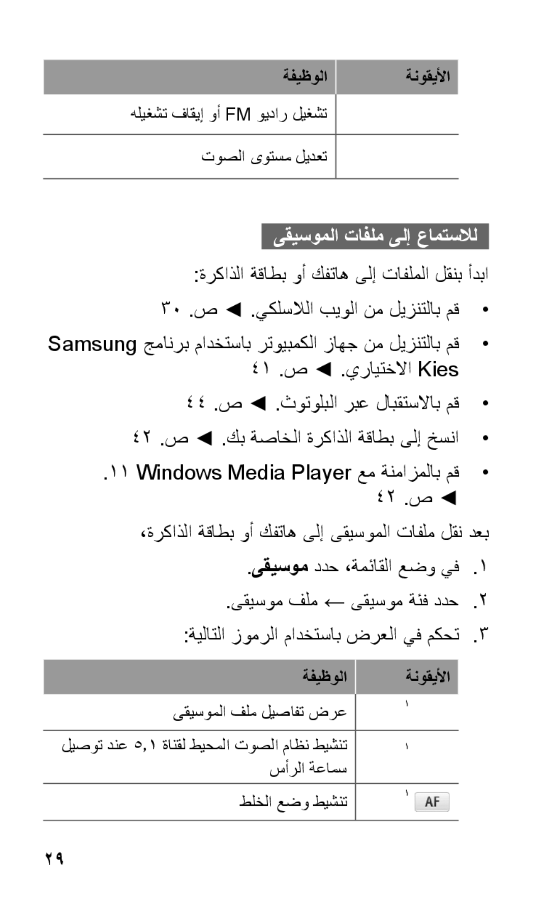 Samsung GT-S5263OKAJED, GT-S5263OKATUN, GT-S5263OKAXSG, GT-S5263OKSKSA, GT-S5263RWAJED manual ىقيسوملا تافلم ىلإ عامتسلال 