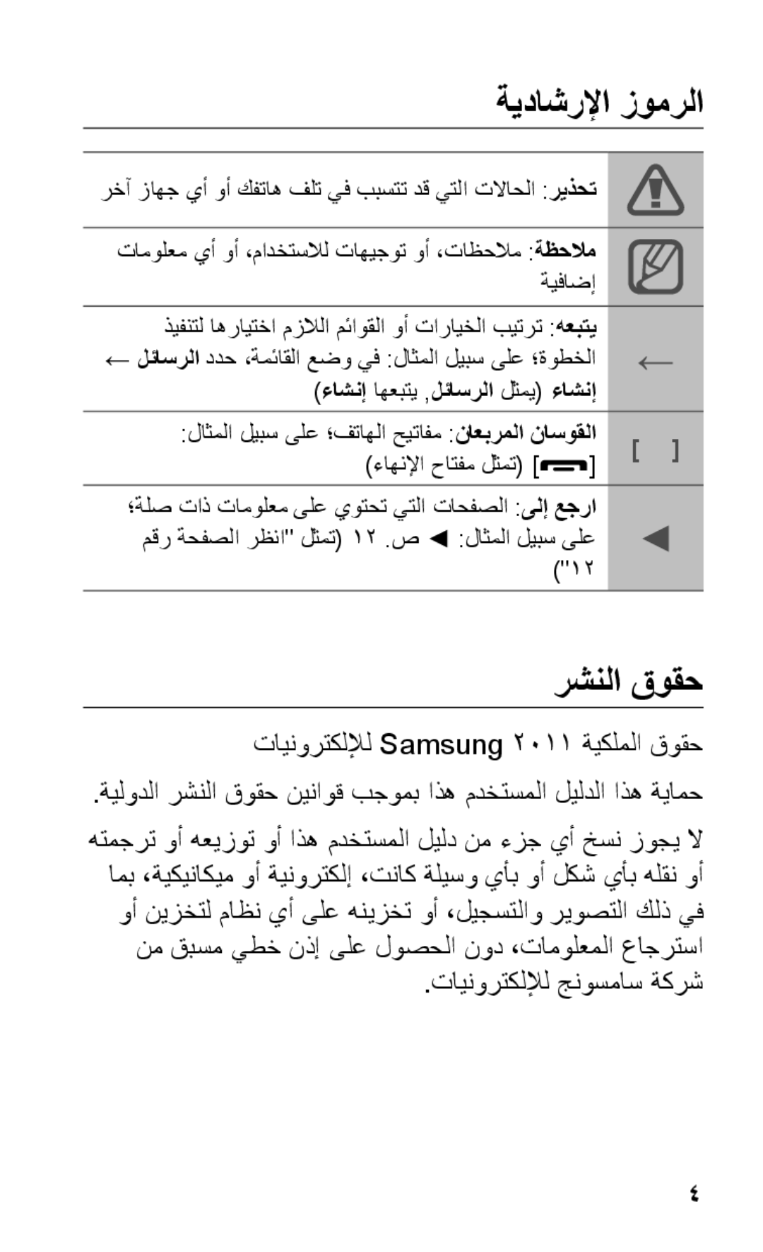 Samsung GT-S5263OKAMMC, GT-S5263OKAJED, GT-S5263OKATUN manual ةيداشرلإا زومرلا, رشنلا قوقح, ءاشنإ اهعبتي ,لئاسرلا لثمي ءاشنإ 