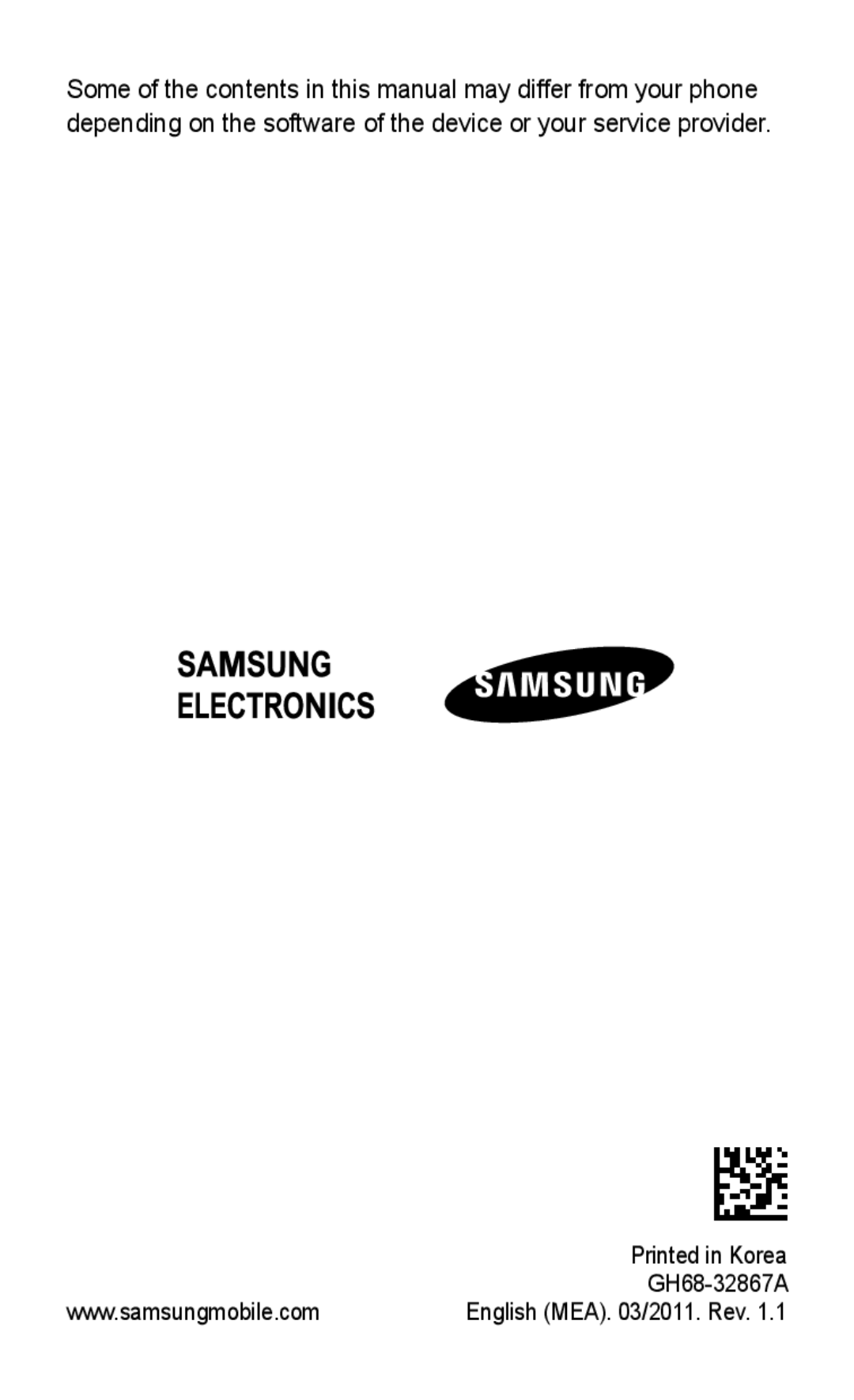 Samsung GT-S5263OKATUN, GT-S5263OKAJED, GT-S5263OKAXSG, GT-S5263OKSKSA, GT-S5263RWAJED, GT-S5263OKAMMC manual GH68-32867A 