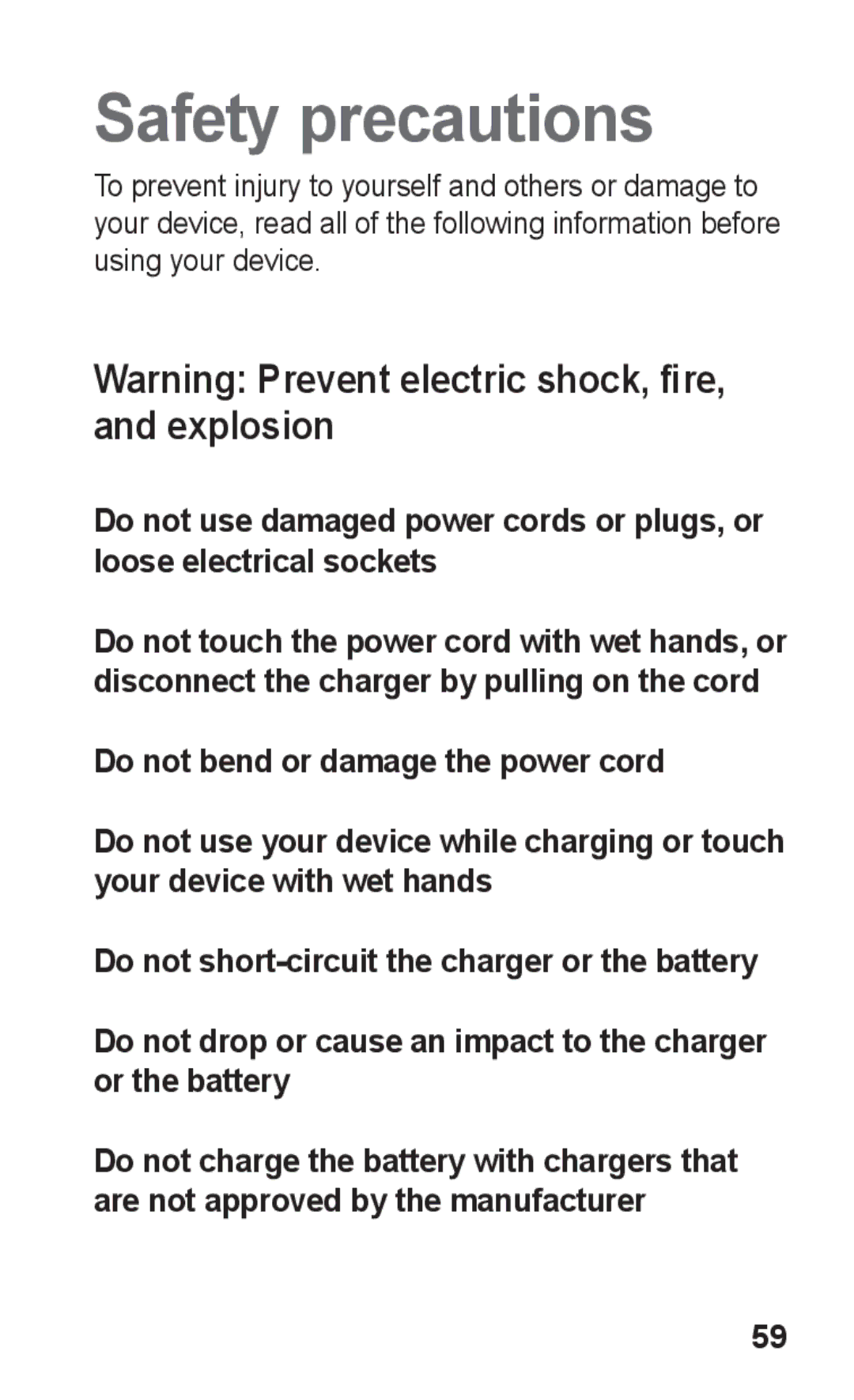 Samsung GT-S5263OKAPAK, GT-S5263OKAJED, GT-S5263OKATUN, GT-S5263OKAXSG, GT-S5263OKSKSA, GT-S5263RWAJED manual Safety precautions 